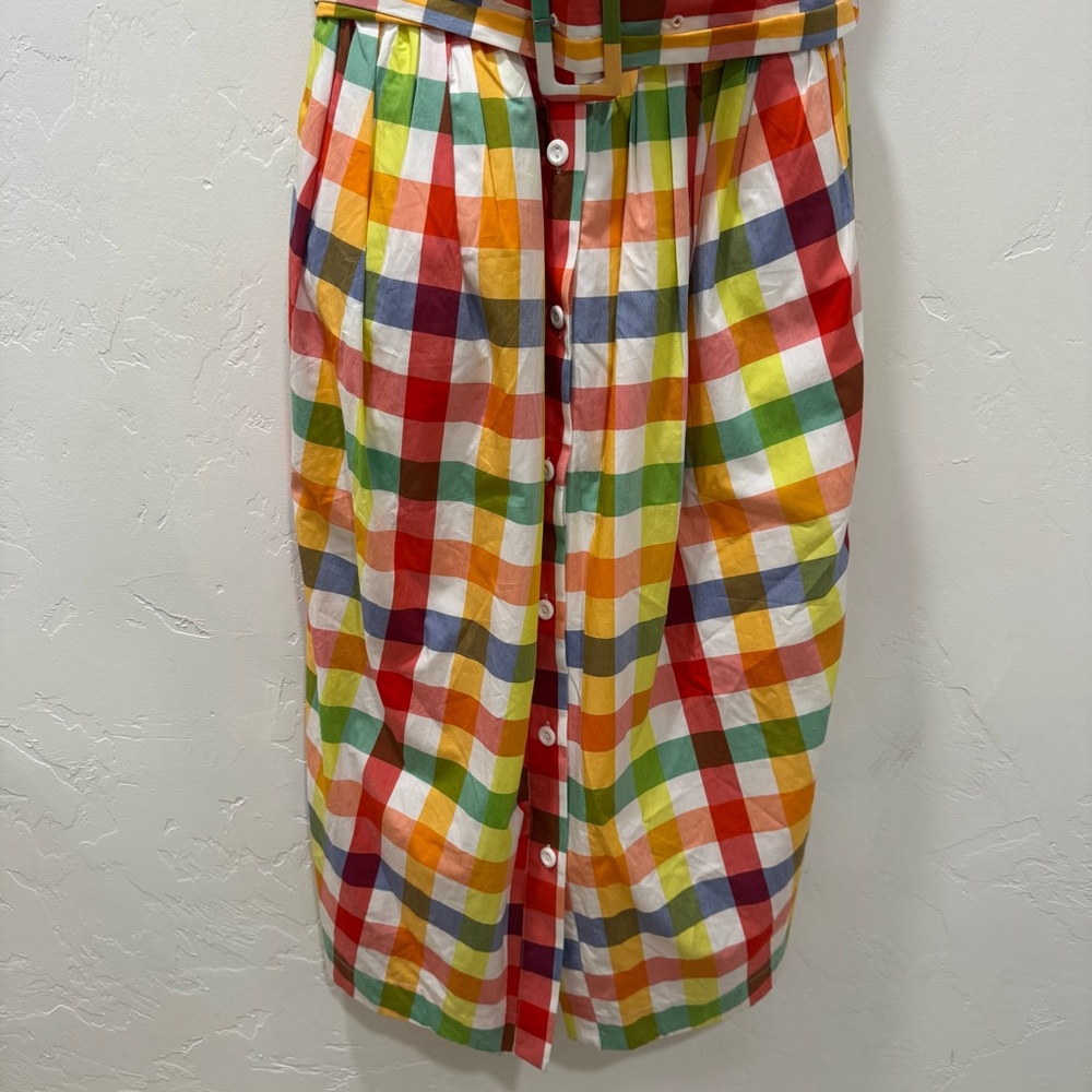 NWT Christopher John Rogers X Target Gingham Plaid Dress Colorful Belt Women's 0 - Picture 8 of 16